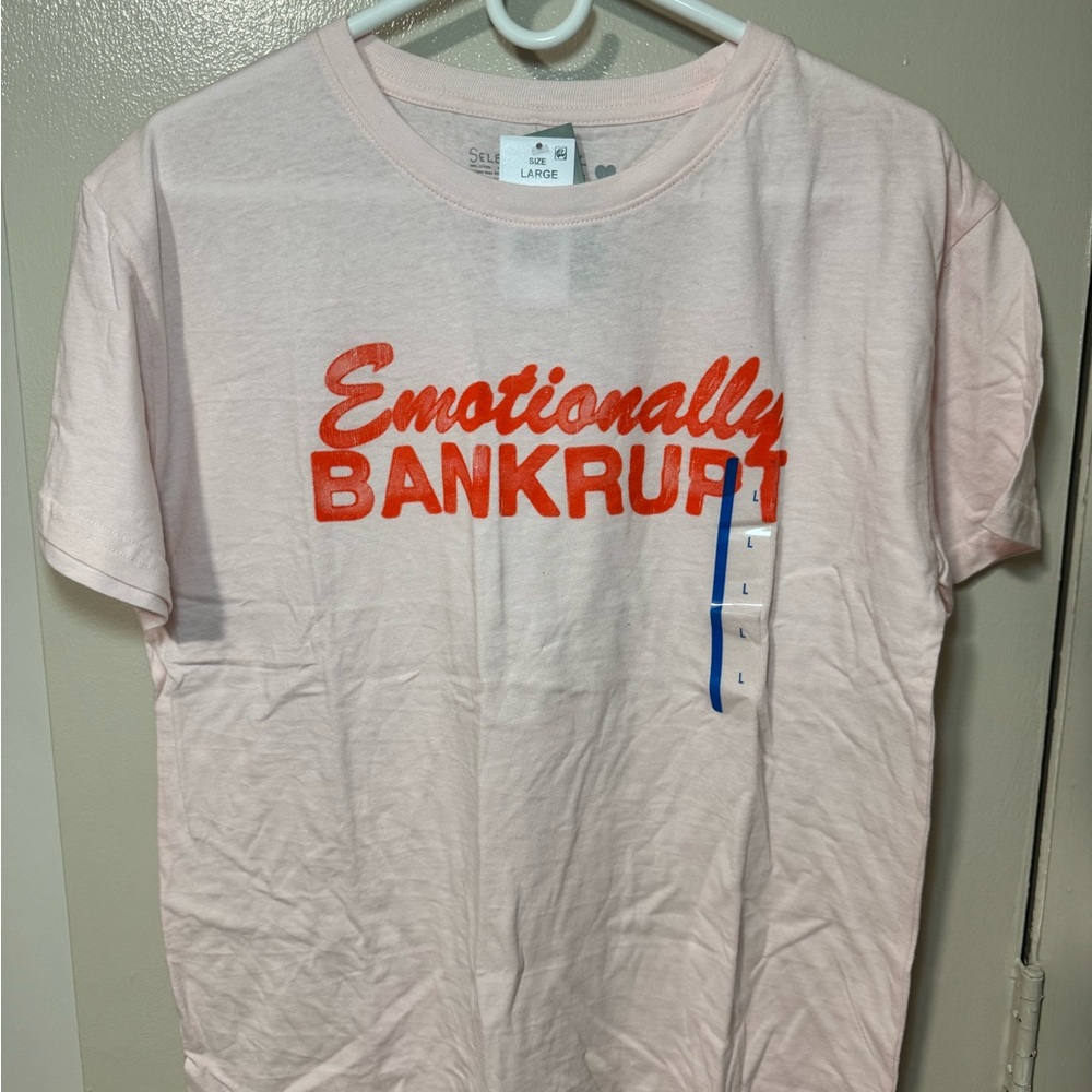 Selena Gomez Emotionally Bankrupt Pink Graphic Tee - LARGE